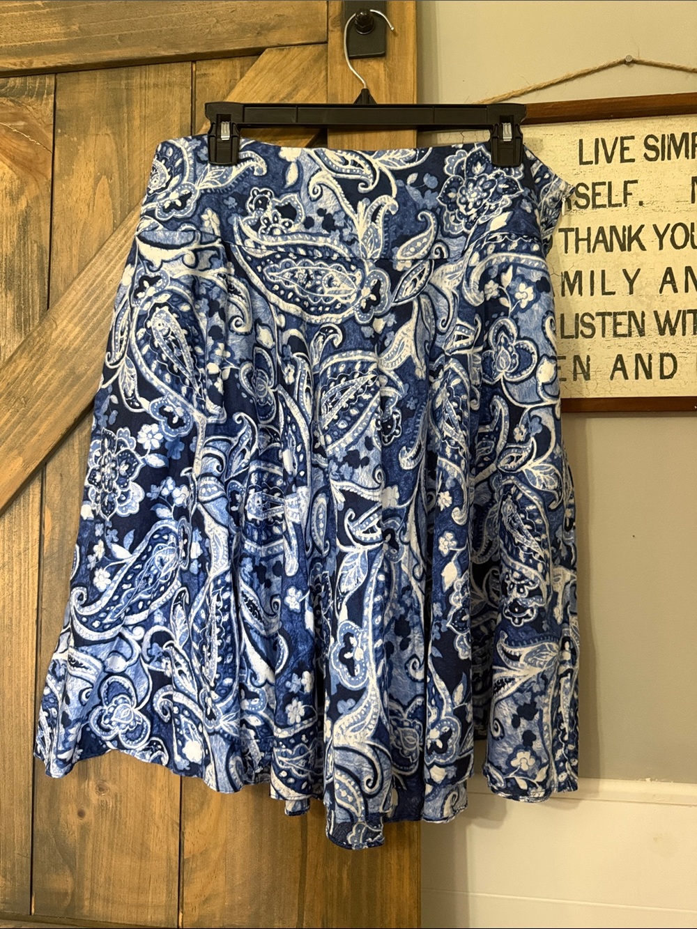 Ralph Lauren Blue Paisley Circle Skirt